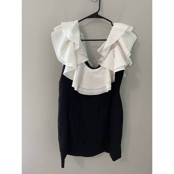 New Staud Kiara off-shoulder ruffled minidress Size 14 - Picture 2 of 5